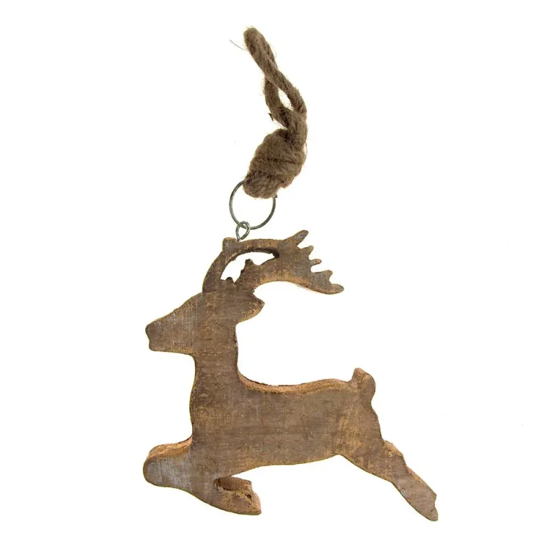 distressed gold reindeer wooden ornament 6 hanging christmas decor