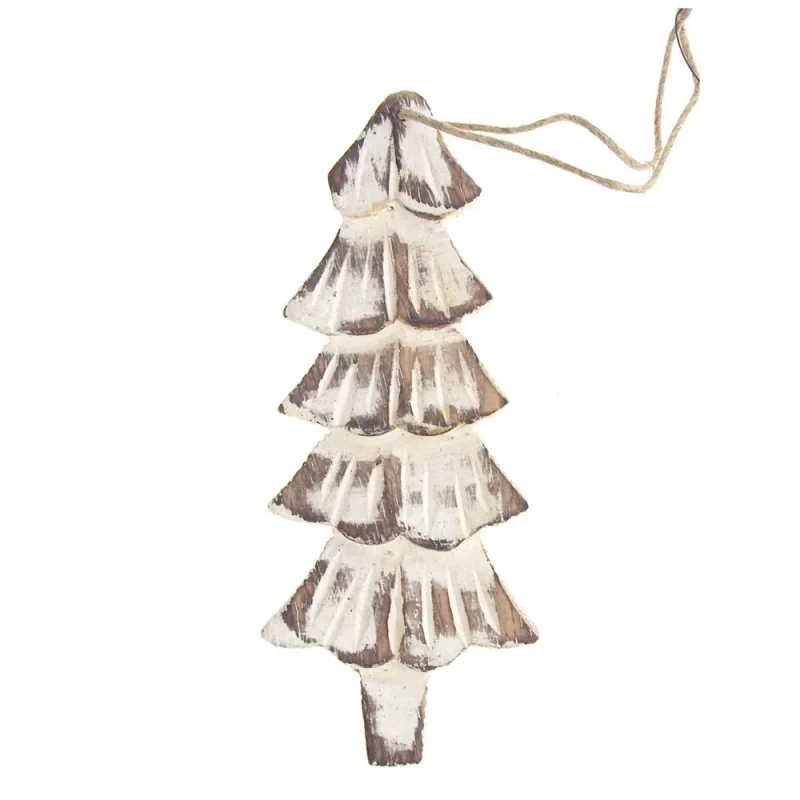 distressed white wood christmas tree ornament 5 3 4