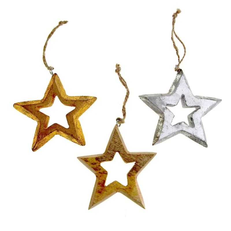 distressed wooden star hanging christmas ornament 4