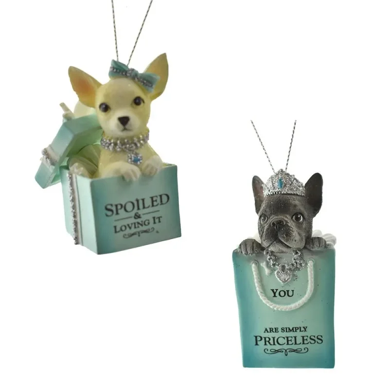 dog gift bag box ornaments 2 piece 2 7 8 inch