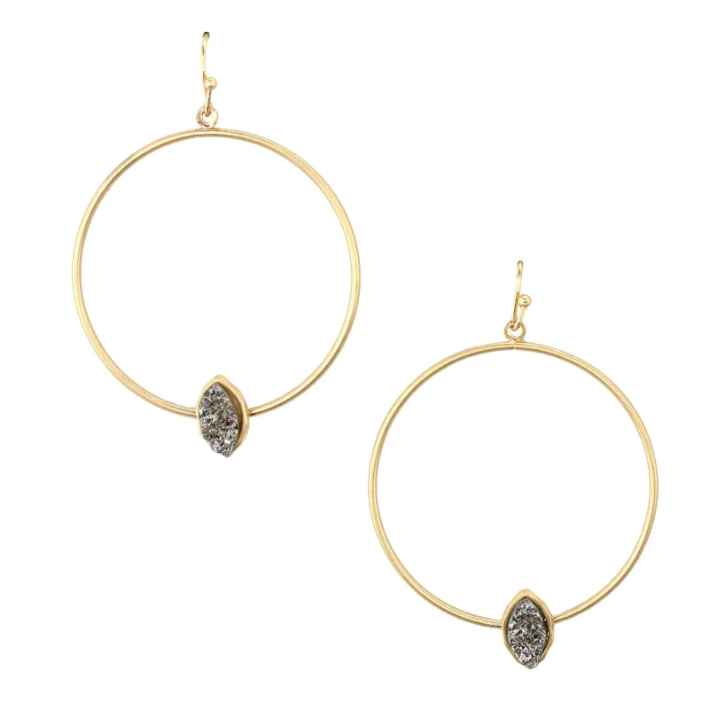 druzy hoop earrings 1 75 inch elegant stone jewelry