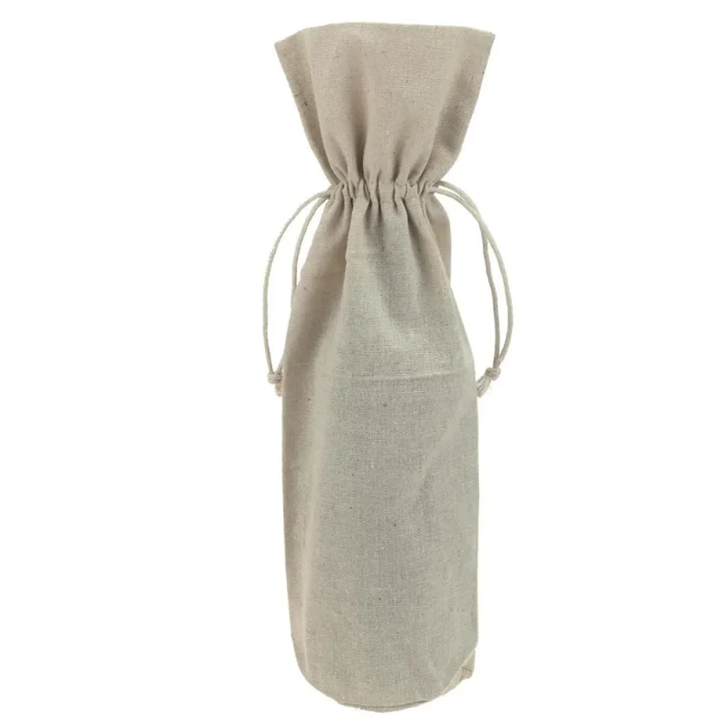 eco friendly 15 linen wine bottle gift bag with drawstring