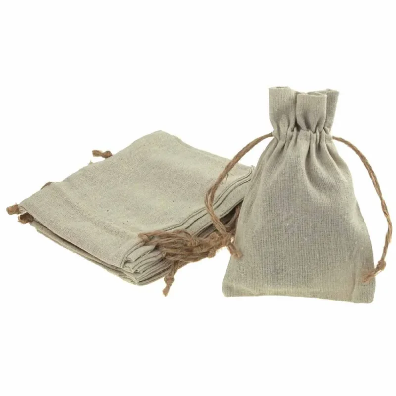 eco friendly linen gift bags with jute string 12 pack