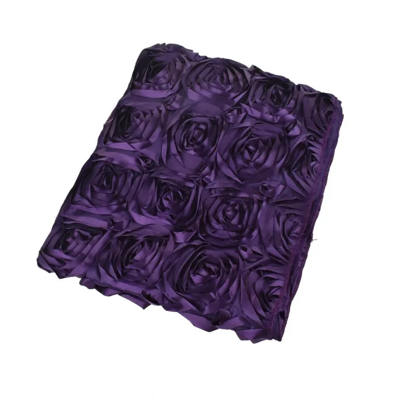 eggplant satin rosette table runner 14x108 inch serged edge