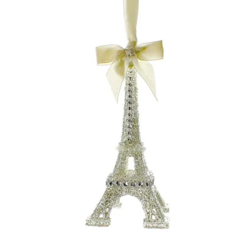 eiffel tower christmas ornament 6 inch vintage glam style