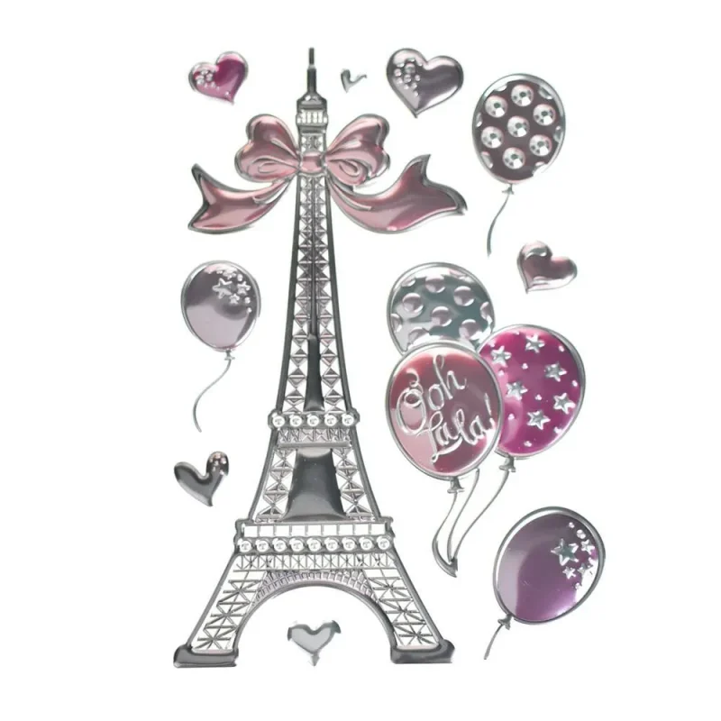 eiffel tower wall art stickers 11 piece embossed room decor set