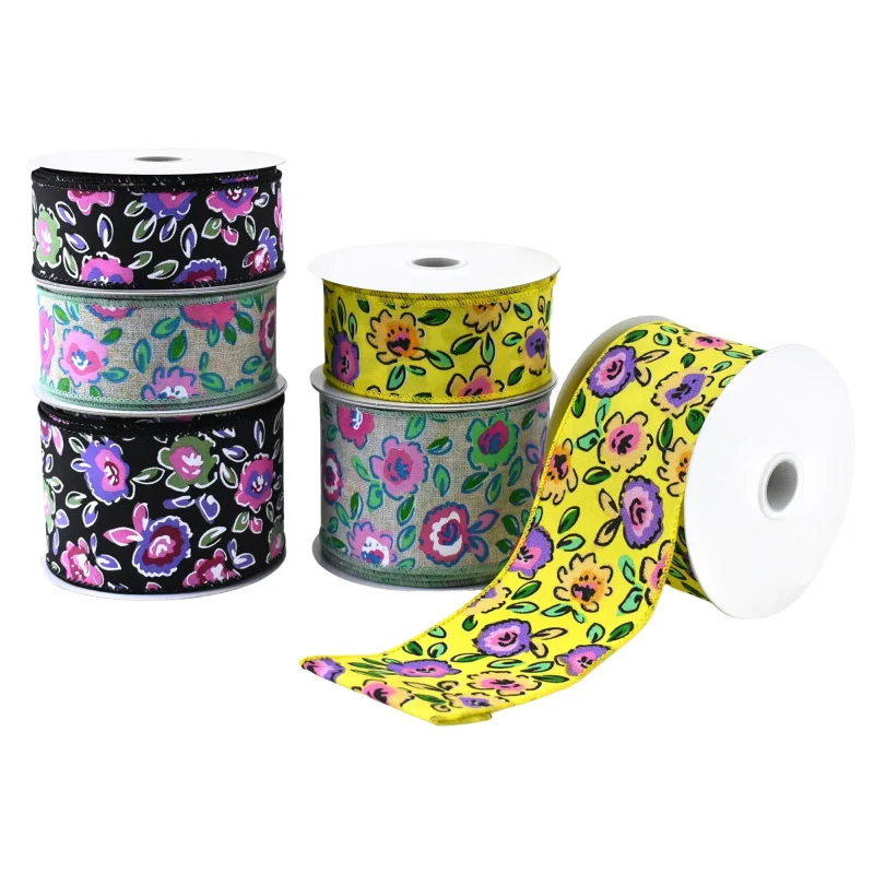 electric cartoon ribbon flowers 10yd