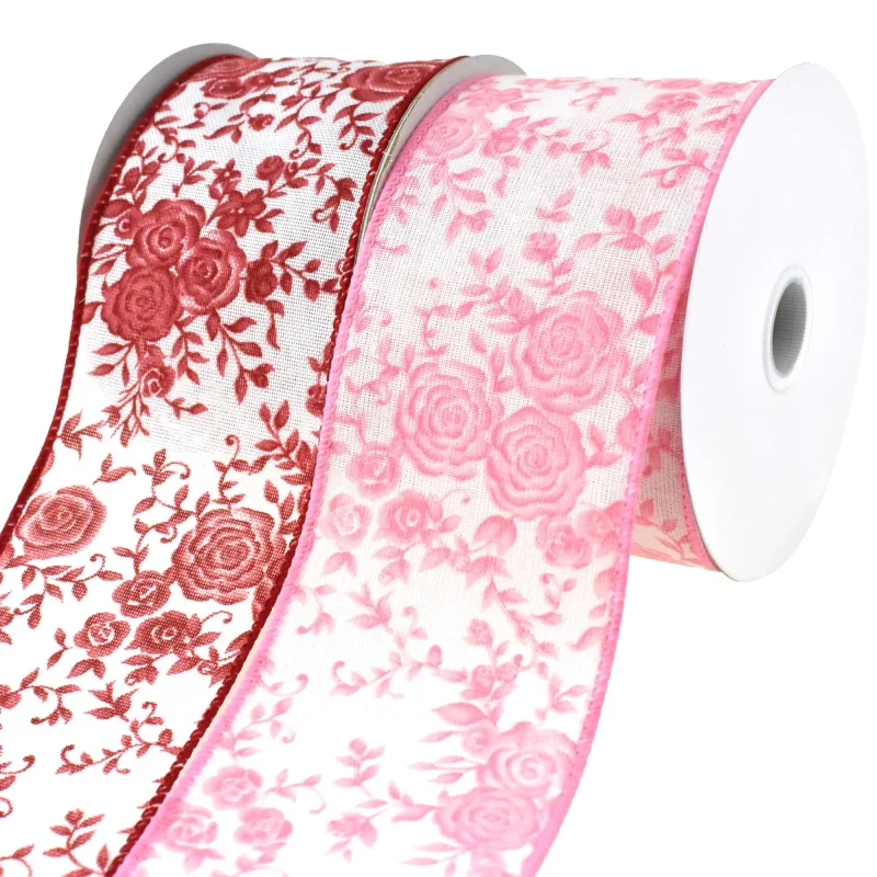 elegant ombre rose wired ribbon 2 5 x 10 yards