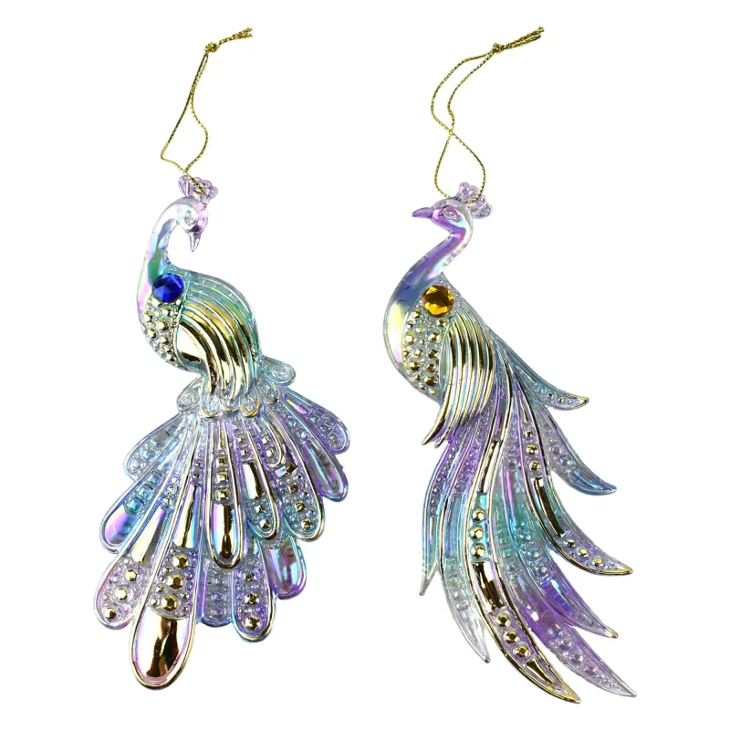 elegant peacock acrylic christmas ornaments 5 set of 2