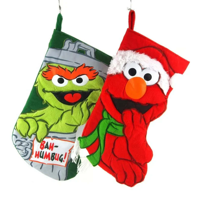 elmo oscar the grouch 19 polyester christmas stockings 2 pack