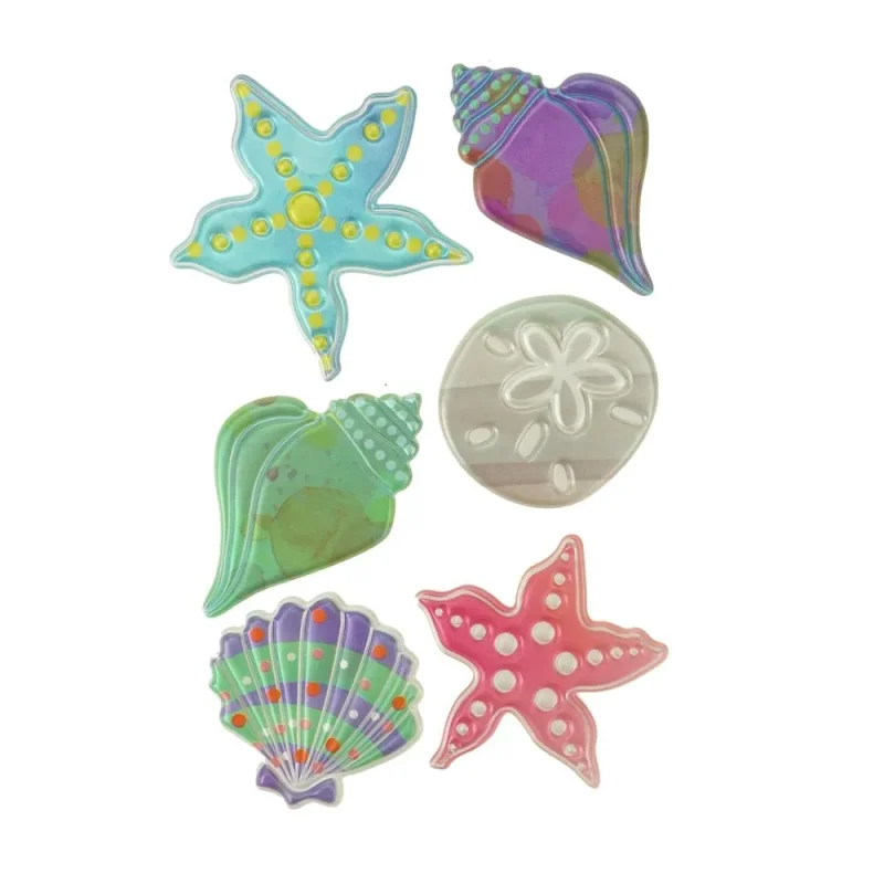 embossed 3d seashell stickers pack of 6