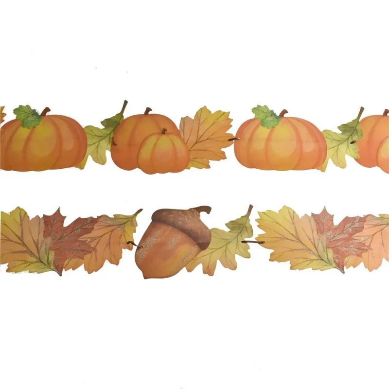 fall foliage banner pumpkins acorns leaves 5ft 2 piece set