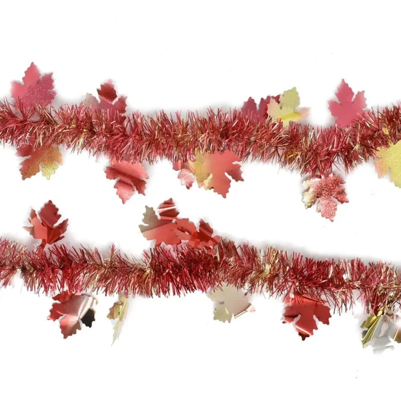 fall maple leaf tinsel garland 9ft 2 piece set