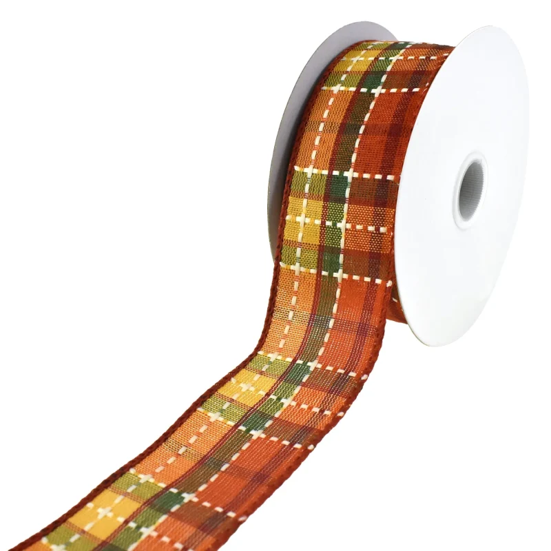 fall plaid wired cider ribbon 1 5 x 10 yards