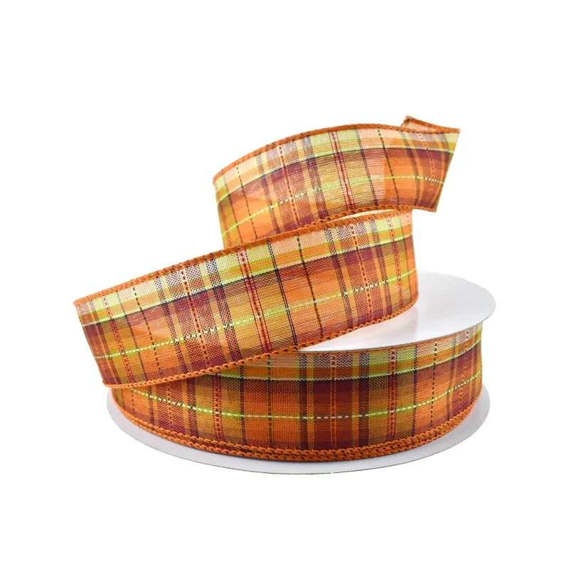 fall plaid wired ribbon 1 5 x 50 yards