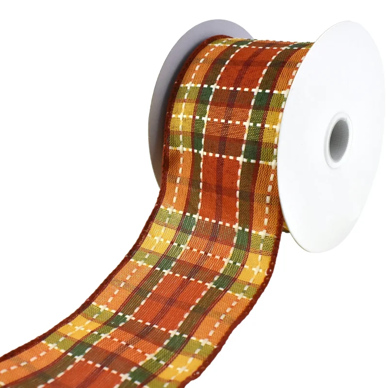 fall plaid wired ribbon 2 5 inch x 10 yards cider