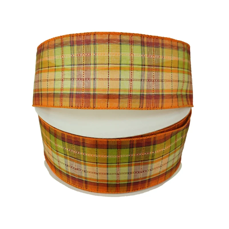 fall plaid wired ribbon 2 5 x 50 yards