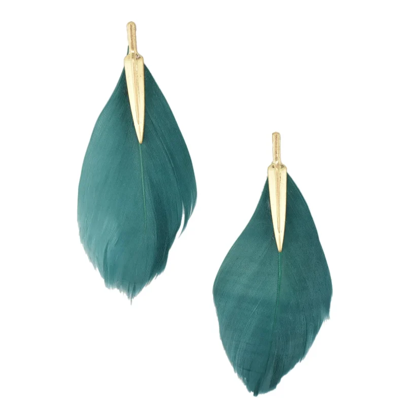 feather drop earrings 3 inch length