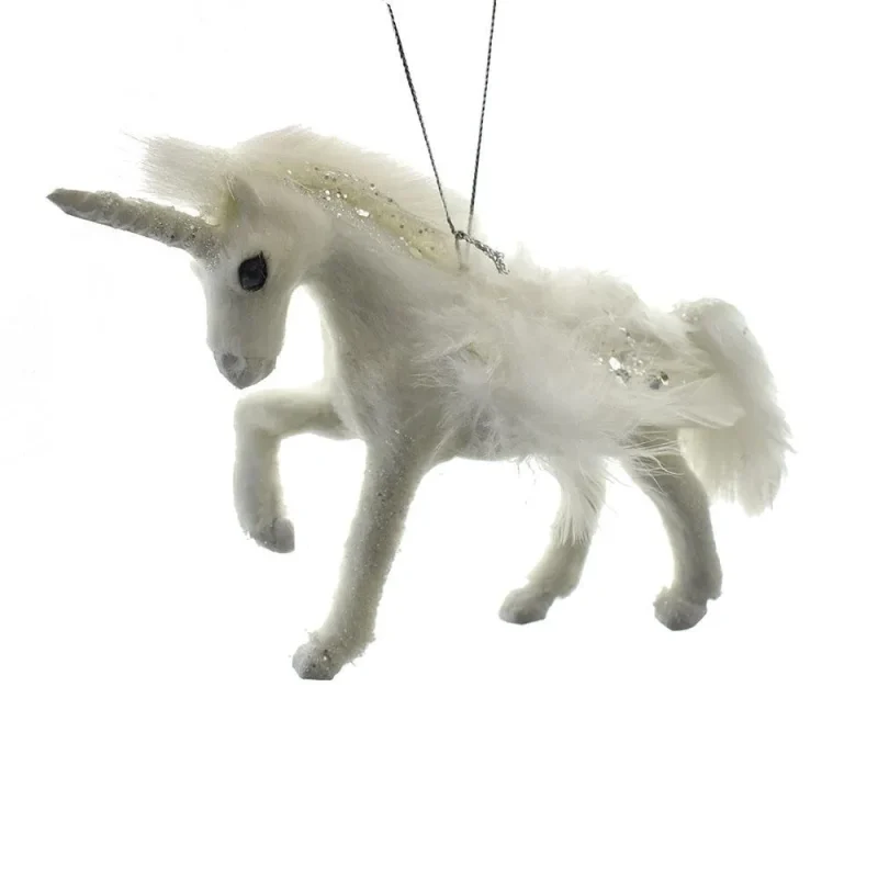 feathered pegasus christmas ornament 4 inch white