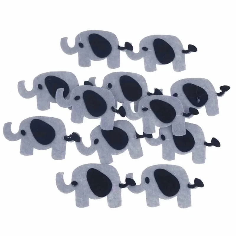 felt elephant animals 2 inch 12 piece set black grey