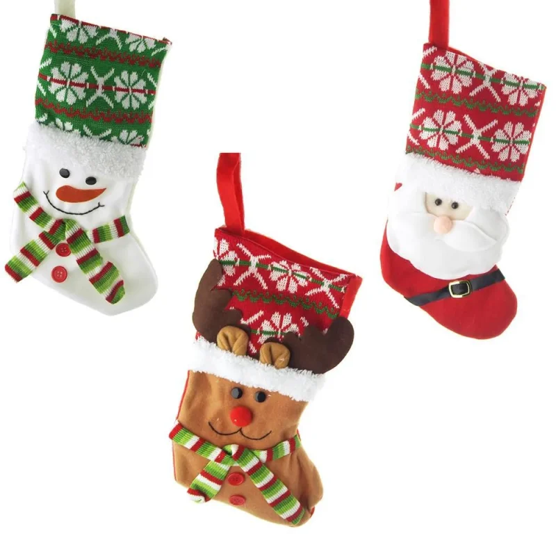 felt reindeer santa snowman hanging stockings 3 pack 13 75 inch