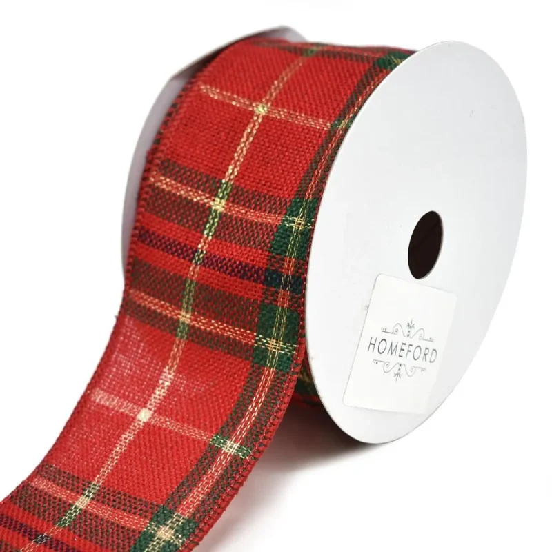 ferdinand plaid wired christmas ribbon 2 5 x 10yd