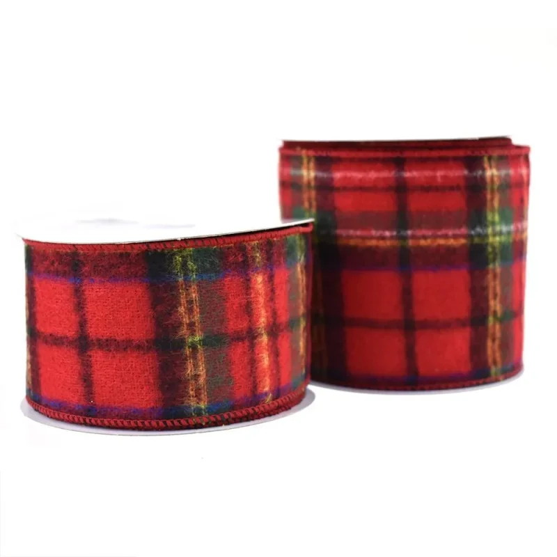 festive christmas flannel plaid ribbon red blue green 10 yards