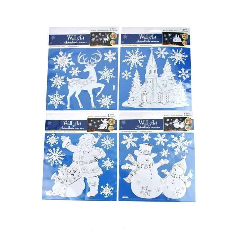 festive metallic wall art stickers 26 piece removable christmas decor