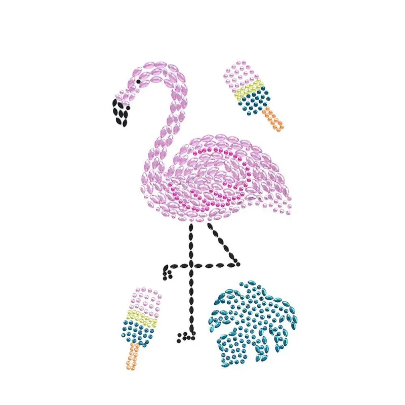 flamingo popsicle rhinestone stickers 4 piece set