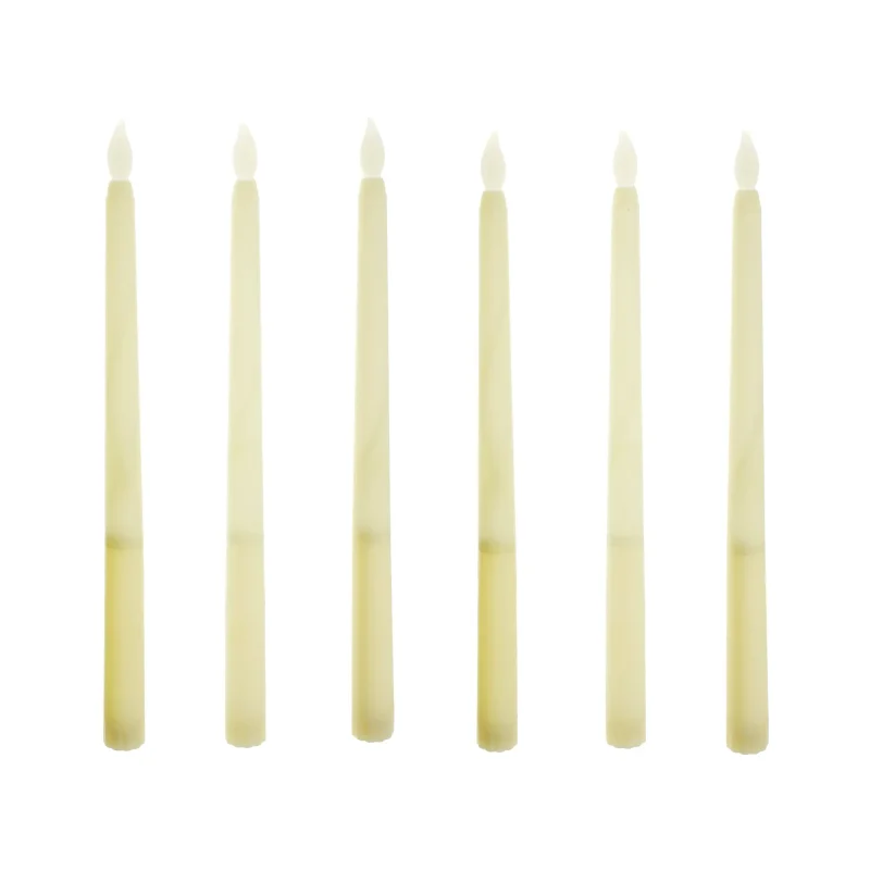 flickering led taper candles ivory 11 inch pack of 6