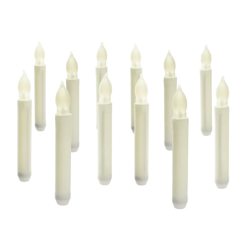 flickering led taper candles white 6 5 inch 12 pack