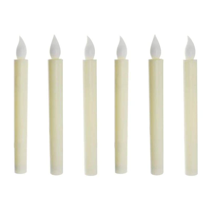 flickering led taper candles white 8 75 inch 6 pack