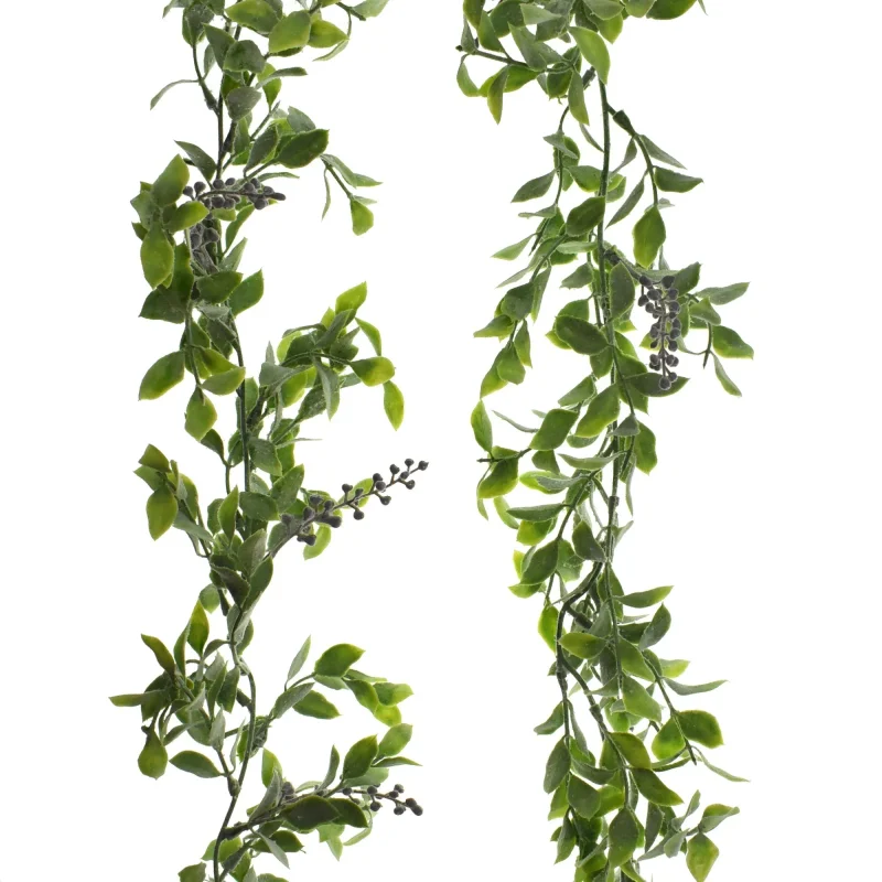 flocked mini vines flower buds garland 6ft