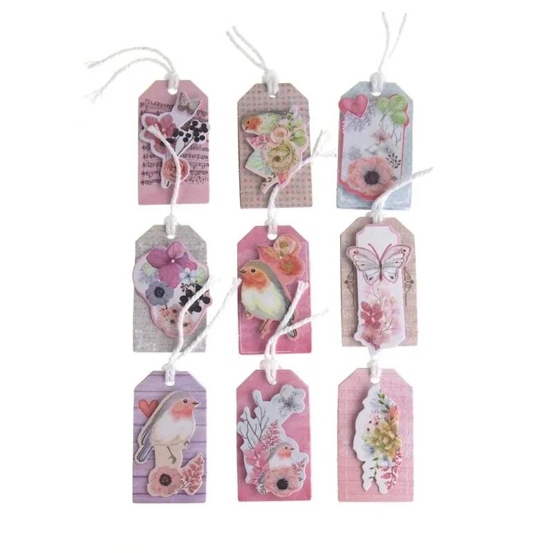 floral birds 3d handmade sticker tags 1 75 x 9 pack