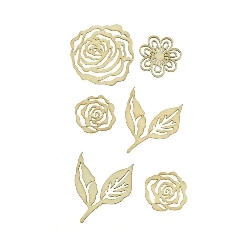 floral laser cut wooden stickers 2 inch 6 piece set