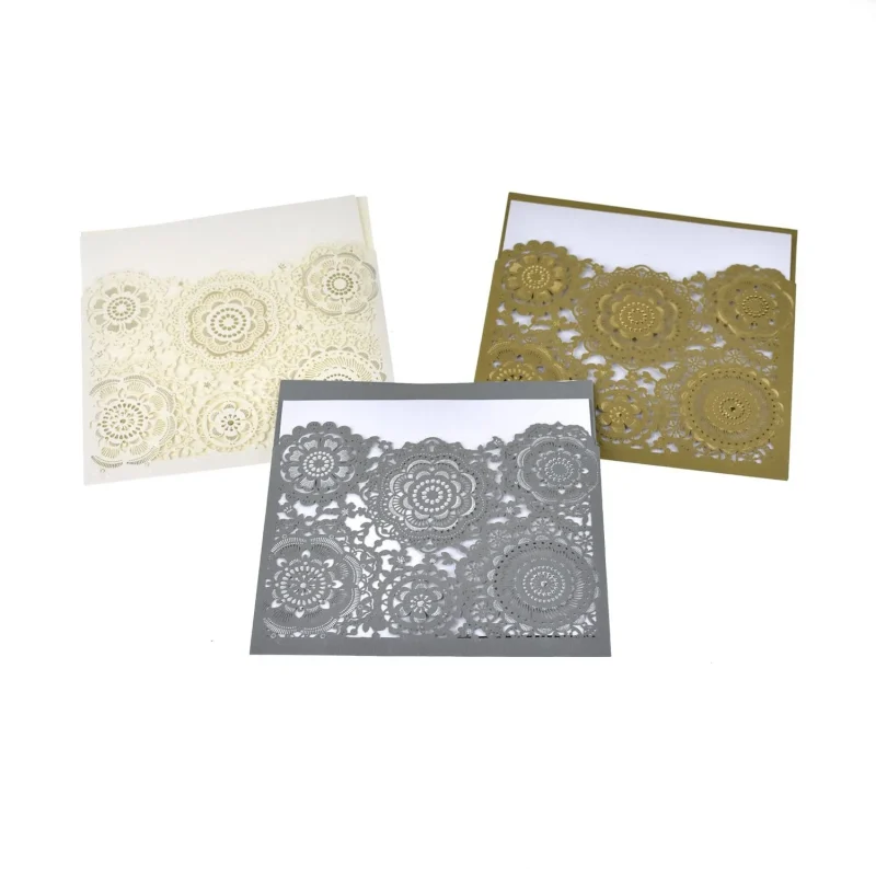 floral mandala lace laser cut invitations 6 25 square 8 pack