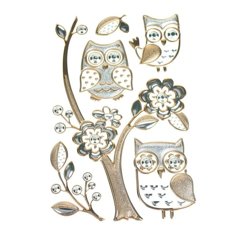 floral owl wall decal set 6 piece room decor stickers