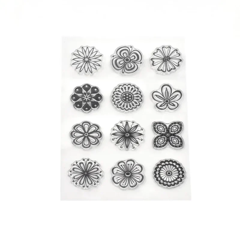 floral silicone clear stamps set 12 piece