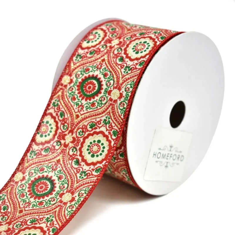 florence mandala christmas ribbon 2 5 x 10 yds wired design