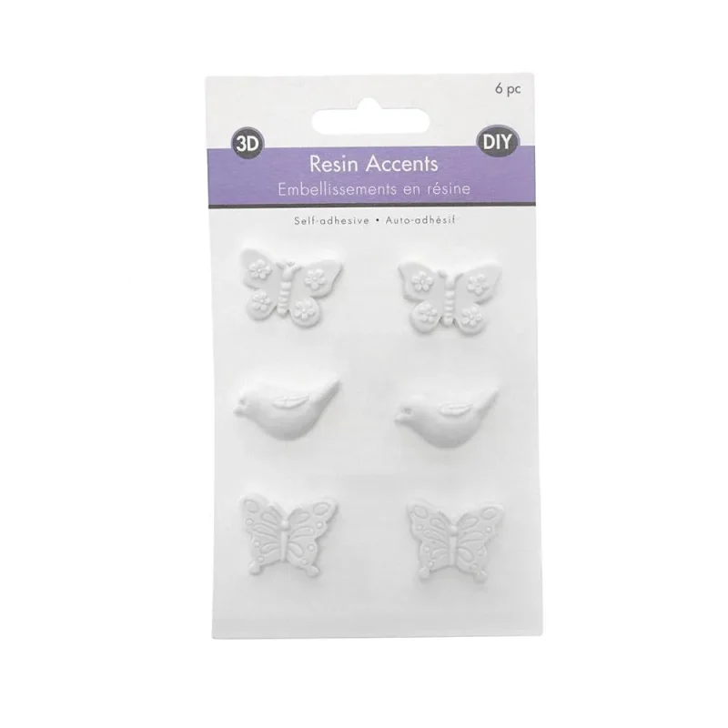 flutter friends 6 piece white diy resin accents