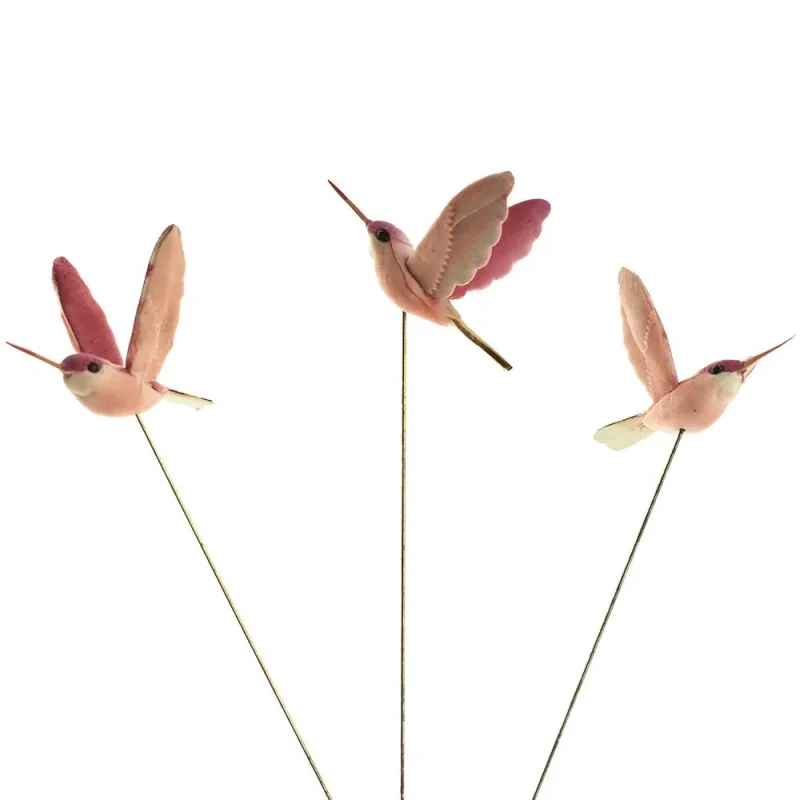 flying hummingbird decor picks red 1 5 inches 3 pack