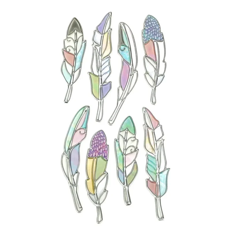 foil feather craft stickers set of 8