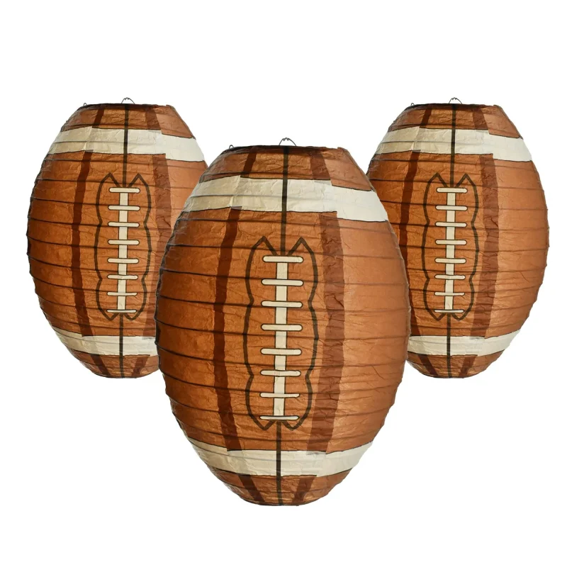 football theme paper lanterns 12 inch set of 3