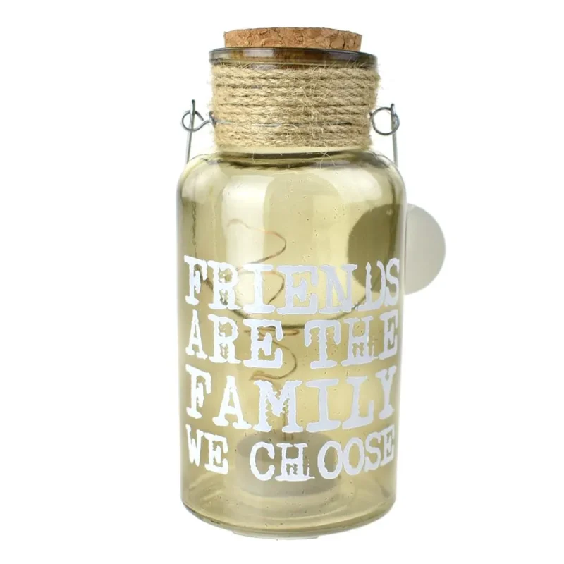 friends are family glass jar w lights smoke 6 5