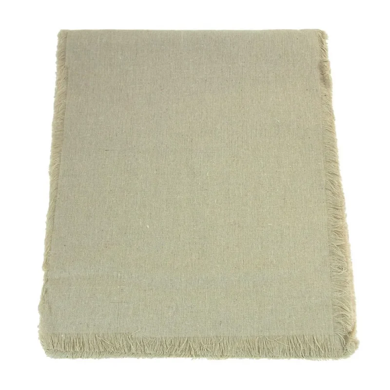 fringed linen round tablecloth 54 x 54 natural