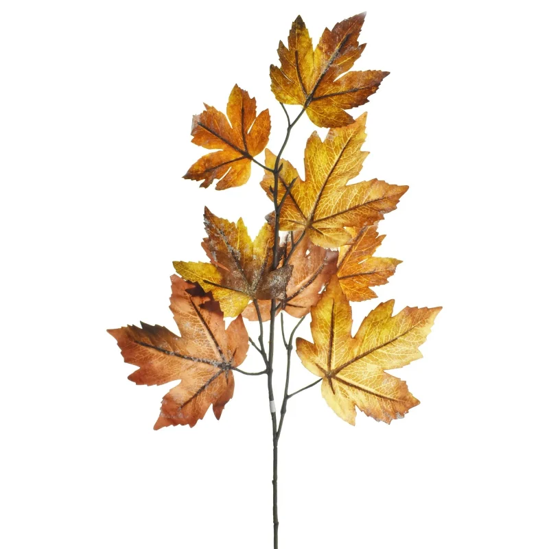 frosted maple leaf stem 23 inch artificial decor