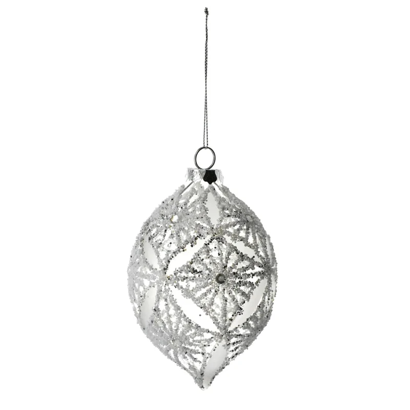 frosted teardrop glass christmas ornament 5