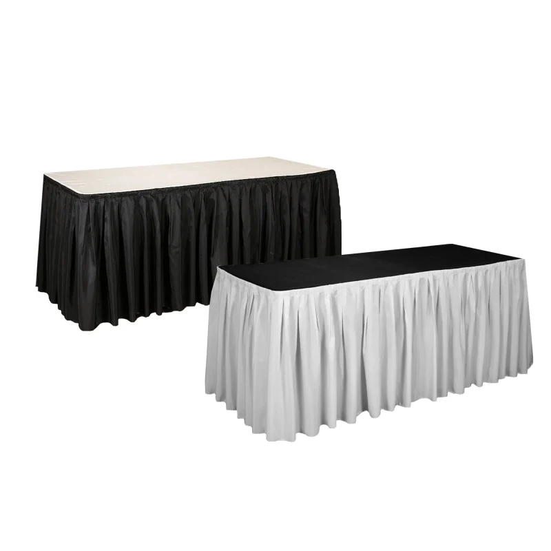 full length pleated polyester table skirt 17ft x 29in