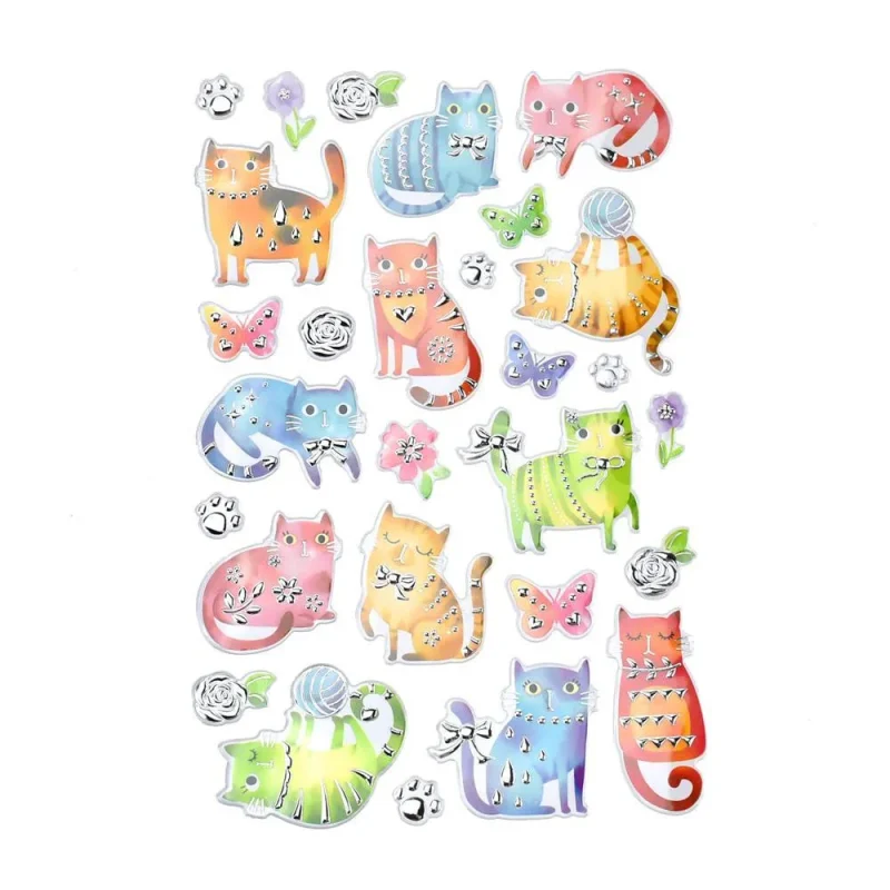 fuzzy kitty foil stickers 28 piece set