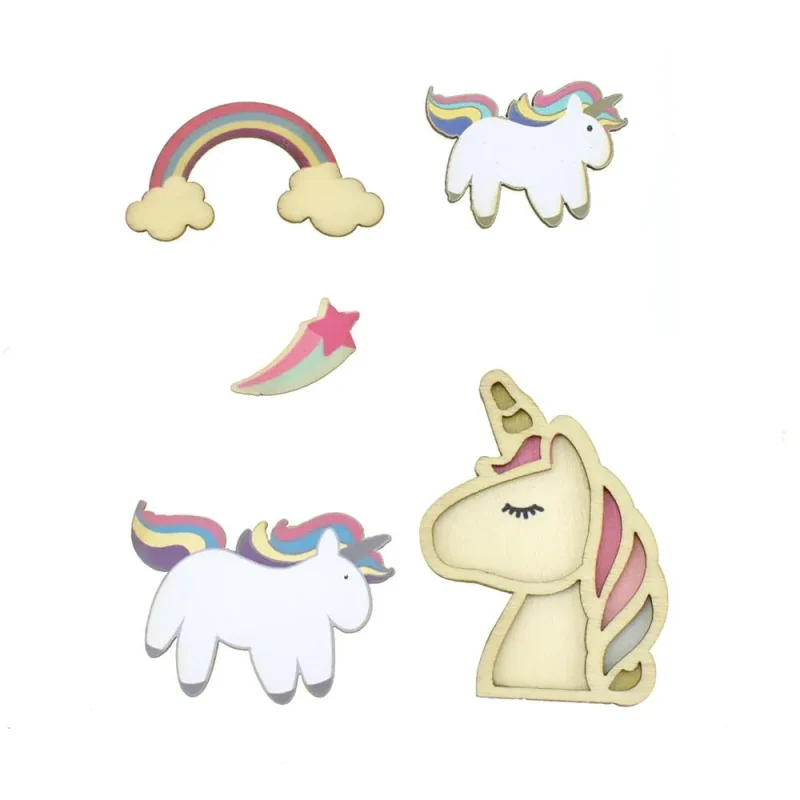 gallant unicorn wooden stickers 5 pack